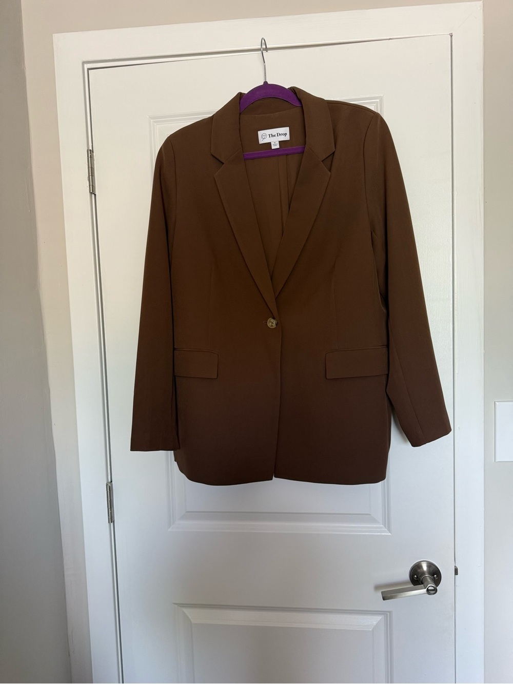 The Drop Women's Brown Single-Button Blazer